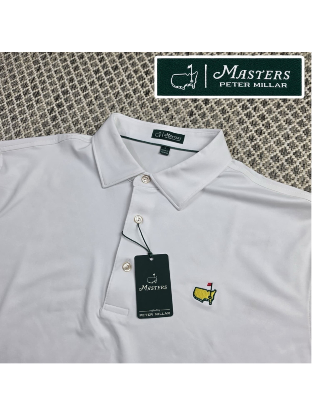Masters Peter Millar Mens L White Golf Polo Shirt Augusta National NWT